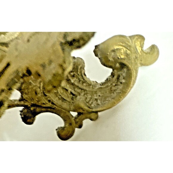 Vintage Rococo Revival Style Polished Brass Table Display Easel 16" H Ornate - Picture 6 of 9